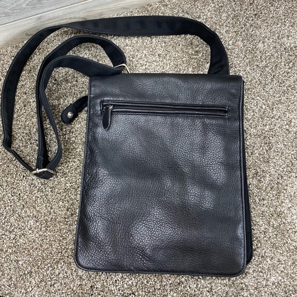 Carlo D' Santi Leather Front Flap Organizer Bag Tote Shoulder Newsboy RARE - Picture 3 of 15